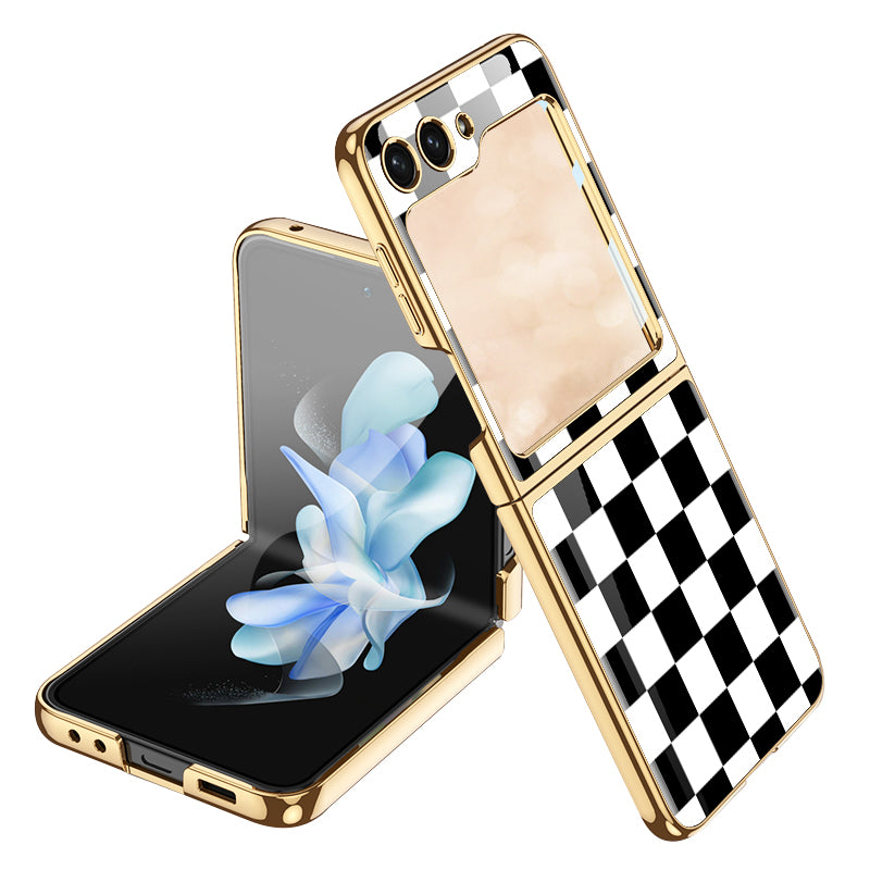 GKK Style 3 For Samsung Galaxy Z Flip5 5G Hard PC Phone Case Pattern Printing Shockproof Phone Cover with Tempered Glass Film GKK Style 3 For Samsung Galaxy Z Flip5 5G Hard PC Phone Case Pattern Printing Shockproof Phone Cover with Tempered Glass Film